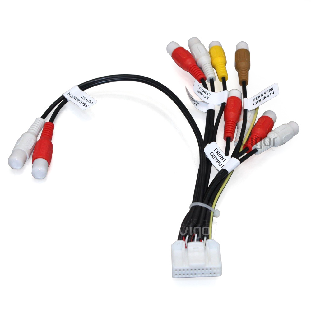 24Pin Car Stereo Radio RCA Output Wire Harness Wiring Connector Adapter