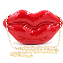 New Women Lips Clutch Ladies Fashion Messenger Bags Red Interesting Chians Bags Evening Bags Shoulder Bag BW318