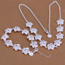 2015new 925 sterling silver small flower with stone hyperlink bracelet necklace women males’s good model jewerly wholesale