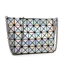 2016 New Fashion Handbag Geometric Plaid Laser Ladies Bags Famous Brand Designer Tote Bag Woman Crossbody Bag 1353