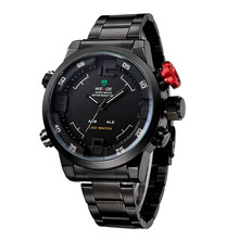 Weide genuino momento correa de acero inoxidable impermeable relojes relojes de lujo hombres de negocios de los