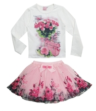 New Fashion 2015 Boutique Outfits Sets For Cute Kids Girl Print Floral Long Sleeve Shirts Tops