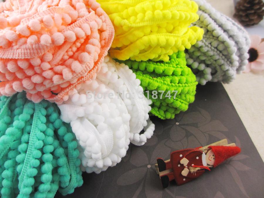 10mm Width Pom Pom Trim Ball Fringe Ribbon DIY Sewing Accessory Lace 3yards lot 020002001