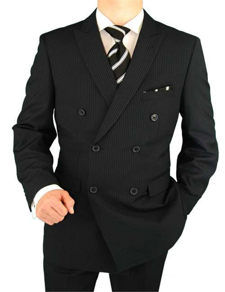 Luxuriant Soft Black Subtle Stripe Narrow Peak Lapel Double Breasted terno men suit latest coat pant designs costume homme
