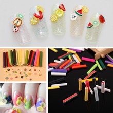 200Pcs fimo canes polymer clay 3d nail art Stickers fruit flower cutted rolls stamp decal tip cute printer DIY free shipping