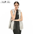 2016 Winter New Natural Fox Fur Vest With Tasse Genuine Sheep Leather Sleeveless Jacket Real Fur
