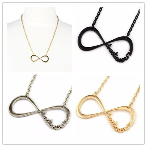 Elegant Women Infinity Necklaces Gold Silver and Black Plating One Directioner Infinity Bar Initial Necklace Jewlery