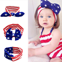 Newborn Outfit Photo Prop National Day headband Soft Stretch Bow Turban Bowknot Hairband Headwrap Hair Accessories kt047