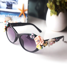 Fashion Oversized Women s Girls Sunglasses Retro Decor Floral Flower UV Glasses