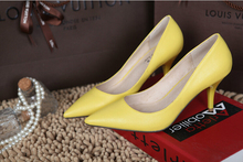 2015 New fashion heels shoes woman Sheepskin fine with pointed summer women pumps shallow mouth shoes women100% suede cow muscle
