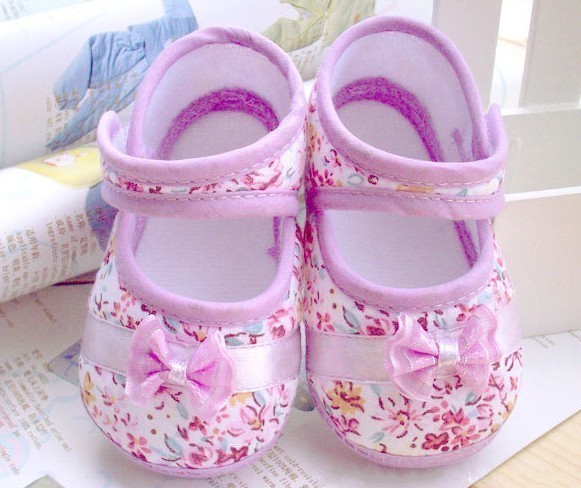 Infant Girls Floral Bowknot Velcro Walking Shoes Casual Cotton Crib shoes