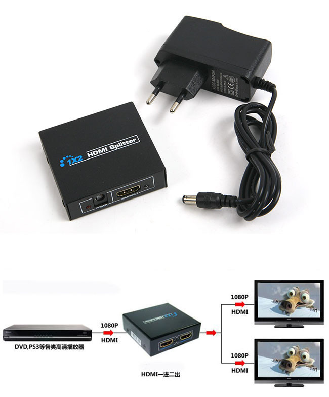    HDMI Splitter 1 . 2  /   HDMI /  3D 1080 P  HD