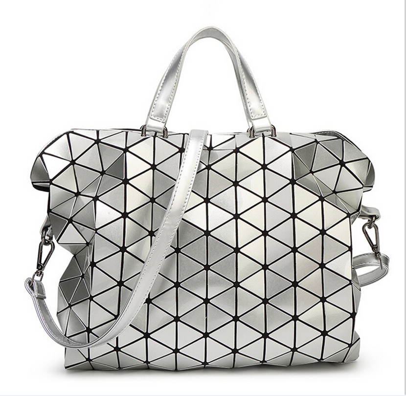 High Capacity Foldable Issey Bao Bao Plaid Tote Woman Handbag Fashion Shoulder Bag Geometric Sequins Bags