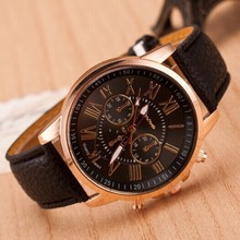2015 Leather Analog Quartz Wristwatch Casual Watch Relogio Women Dress luxury watch Bracelet Geneva Roman Numerals