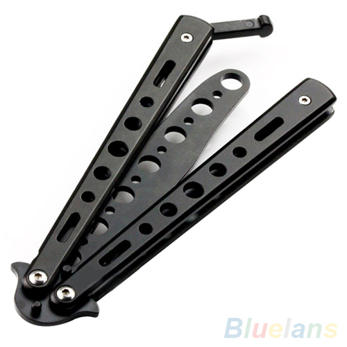 Hot Black Metal Practice Butterfly Trainer Training Knife Dull Tool