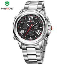 NEW WEIDE Brand Dual Time Japan Quartz Men s Military Watch Sports Watches Full Steel Wristwatch