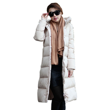 Plus Size L-3XL 2016 New Women Winter Jacket Long Hooded Cotton Parka Knee Length Outerwear Coat Women Abrigos Mujer YC545