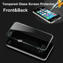 100sets 0.3mm 9H Explosion proof front+back tempered glass screen protector for iphone 4S 4G 4 glass guard film
