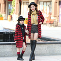 2016 Winter Cotton Mother Daughter Clothes Long sleeve Family Outfits Matching Outerwear Casual Argyle Coats For
