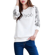 New Style Sweatshirt Women Fashion Star Printed O- neck Full sleeve Sports Shirt Hoodies harajuku Style Plus Size M-XXL