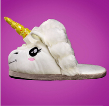 Plush Unicorn Slippers Funny Adult Chausson Licorne Winter Warm Indoor Home Shoes For Men Pantoufle Licorne