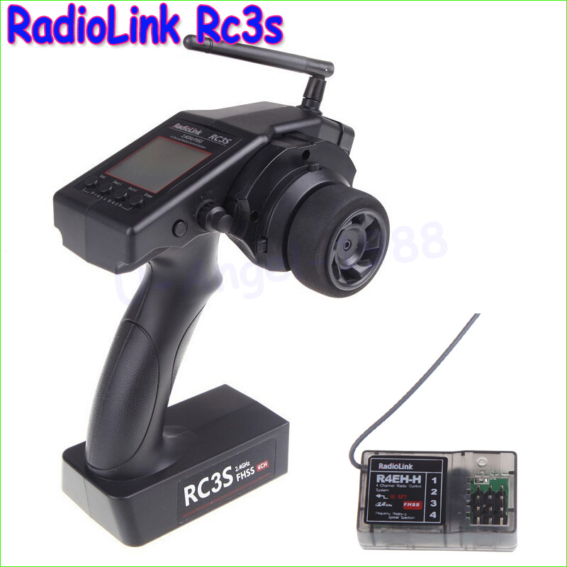 1pc RadioLink RC3S 4CH 2.4G Digital Radio Control System Gun Transmitter R4EH Receiver LCD Programable for RC Car Boat Wholesale
