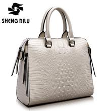 2016 Fashion Crocodile Women Genuine Leather Embossed Bag Famous Designers Brand Handbag Luxury Cowhide Shoulder Messenger Bags