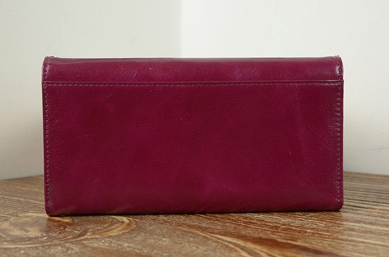 Imported Grain Leather Korea Style Burnished Leather Women's Long