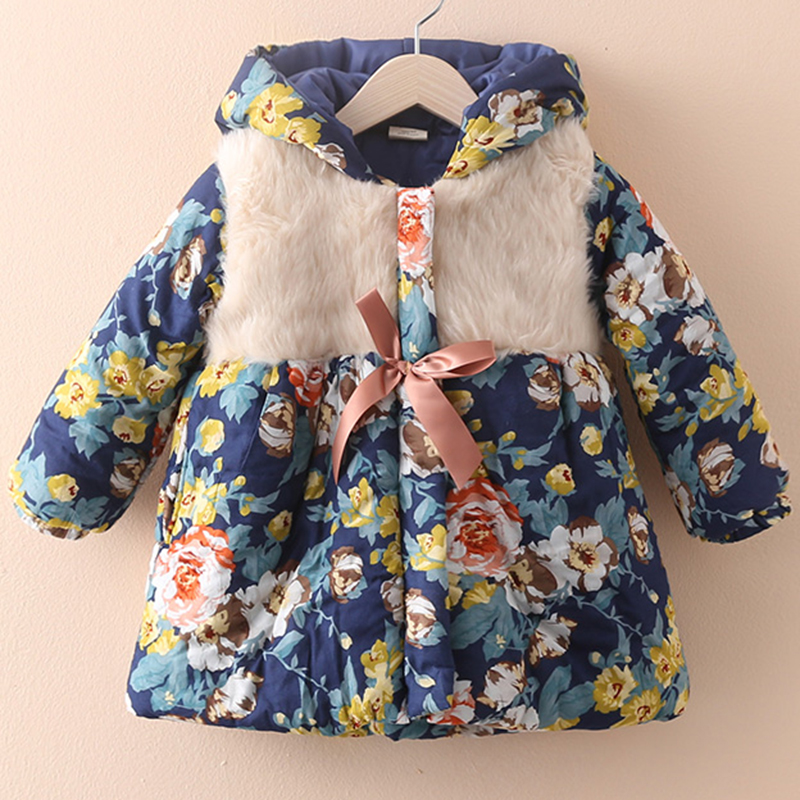 Girls Winter Coat Plus Velvet Thick Kids Winter Coat Girls Flowers Fashion Winter Jacket Girls Child Children Clothing 2023