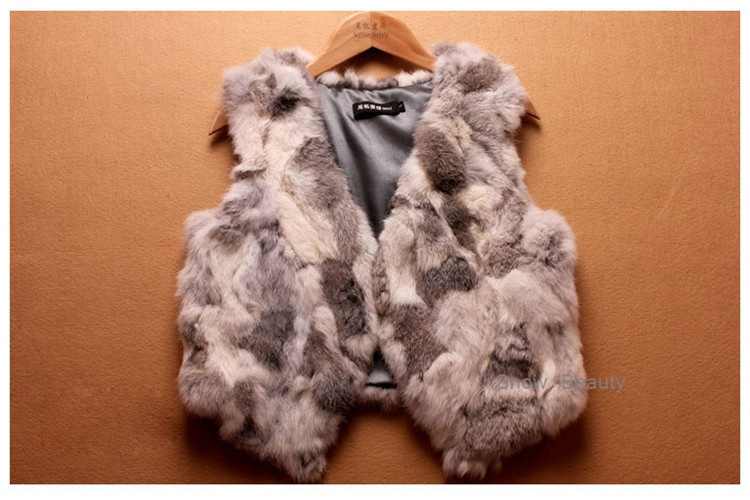 women rabbit fur vest short (4)