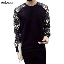 2016 Men’s Sportswear Sweatshirt Men Printing Stitching Mens Hoodies O-neck Collar Sweatshirt Black, White, Navy Plus 5XL