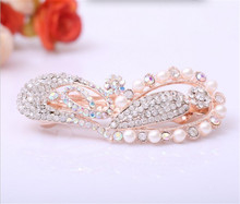 Rhinestone Flower Leaf Tiara Noiva Pearl Hairpins Scrunchies Peacock Butterfly Hair Ornaments Women Hair Clip Accessory Barrette