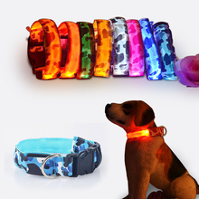 Camouflage flexible length 35-60cm LED lamp dog collar with 7 colors strip light style flash light led dog leash for pet dog/cat