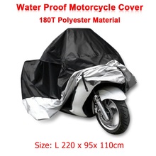 Size L 220 x 95x 110cm Motorcycle Covering Waterproof Scooter UV resistant Heavy Racing Bike Indoor Outdoor Cover Black D10