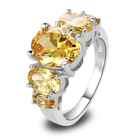 2015 Wholesale Brilliant Citrine 925 Silver Ring Size 6 7 8 9 10 11 12 13 New Fashion Jewelry Gift For Women Free Shipping
