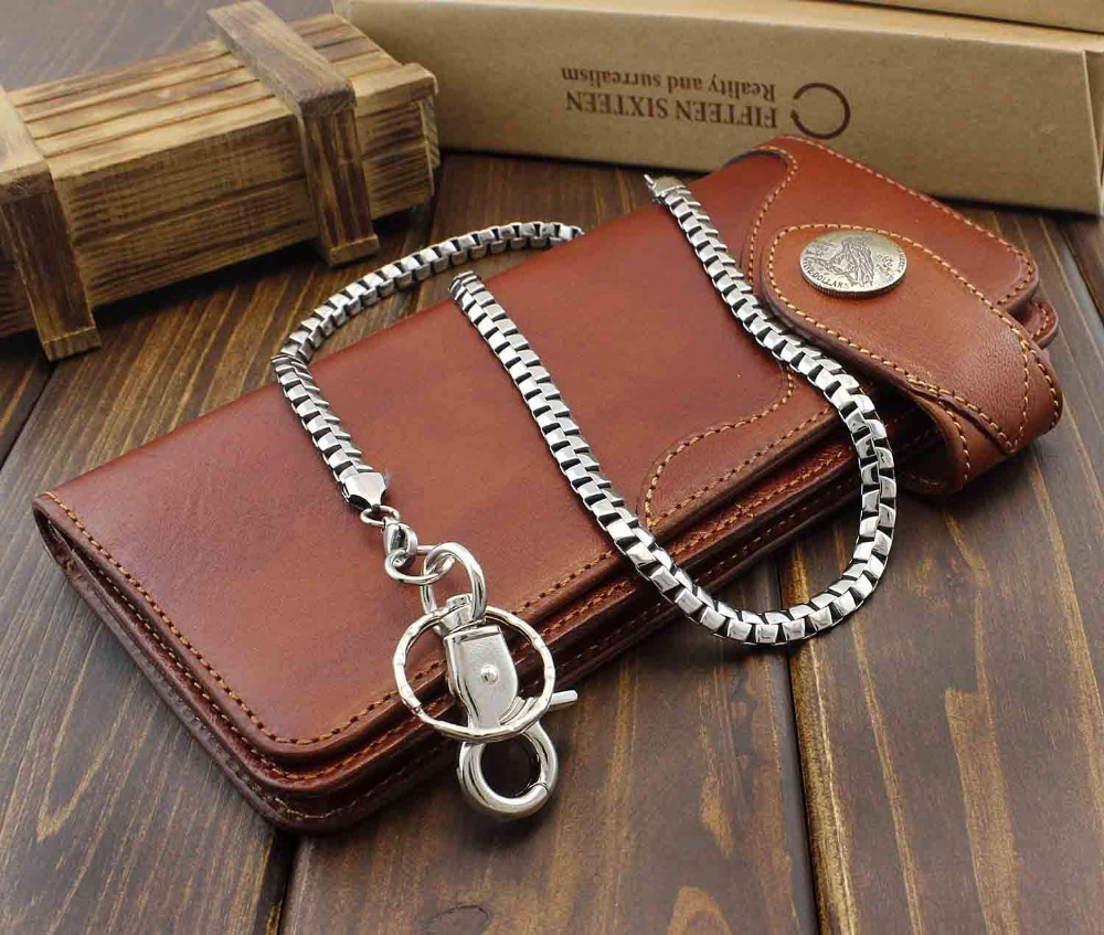 Mens Motorcycle Biker Leather Eagle Snap Close Wallet With A Necklace Link Chain-in Wallets from ...