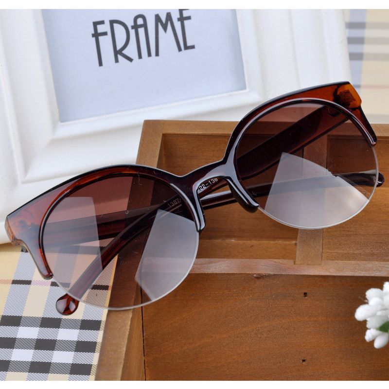 2015 Vintage Semi Rimless UV 400 Protection Glasses Cat Eye Sunglasses Women Glasses Eyewear PMPJ093 53