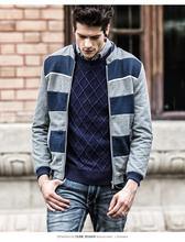2014 Autumn Winter Spring New Style High Quality Fashion Popular Stripe Patchwork Slim Young Men Outdoor