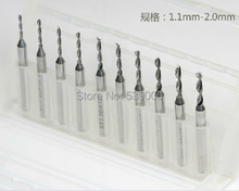 10pcs1. 1 – 2.0 mm grabado brocas CNC PCB Dremel Drill talla diámetro de vástago de 3.175 mm envío gratis 1358