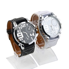 1Pcs 2014 Big Leather Band Sport Quartz Clock Men Boys Over Size Face Wrist Watch