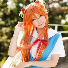 Cos Wig Cosplay party Wigs Neon Genesis Evangelion EVA Soryu Asuka Langley Orange 60CM Long straight hair + Free Wig Cap