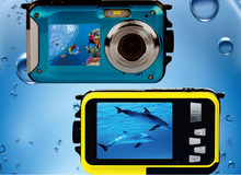 2015 new hot Dual Screen W8D Waterproof Camera 10M 16XZoom Underwater Shockproof Digital Camera 2 7inch