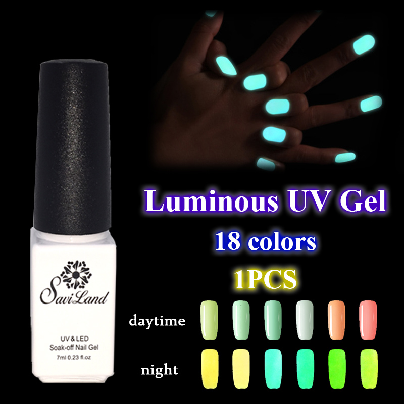 Saviland UV Nail Gel Lacquers Fluorescent Luminous Neon Glow In Dark Varnish Nail Art Gel Polish Enamel