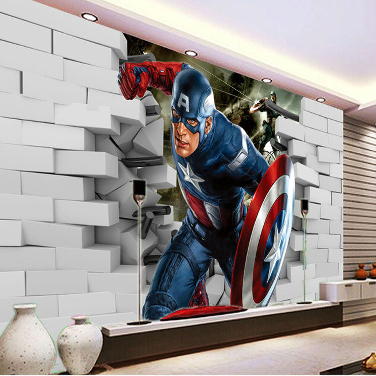 3D Captain America Wallpaper Avengers Photo Wallpaper Cool Wall Mural Boys Kids Room decor Club Bedroom TV background wall paper