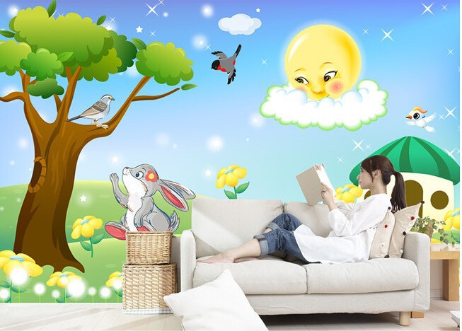 Papel DE pared personalizado infantil, animales DE dibujos animados