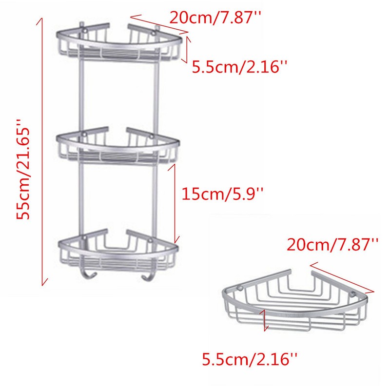 The Best Price Triangular Aluminium Hanging Triangular Bathroom Shower Accessories Corner Storage Shelf Rack Holder Basket