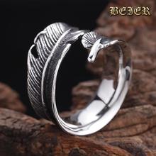New Arrival Adjustable Feather Ring Stainless Steel VIntage Jewelry For Man Woman BR2044 US size