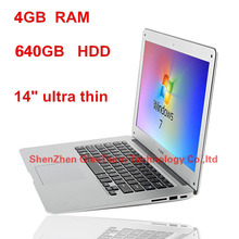 Hotsell-14″ Ultra slim laptop notebook computer+4GB ddr3 640GB HDD+WIFI camera+Intel dual core ultrabook laptop