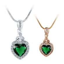 Brand Fashion Jewelry Crystal Necklace Lovely Heart Pendant Silver Gold Chain Necklaces for Best Friends Gift
