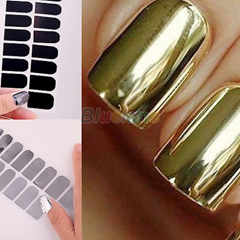 Smooth Nail Art Beauty Sticker Patch Foils Armour Wraps Decoration Decal Black Silver Gold 0BH2